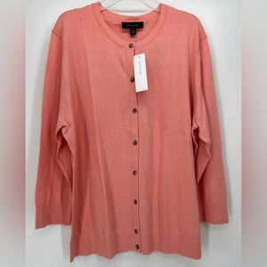 Ann Taylor Peach Cardigan Sweater Button Down‎ Up Size XXL New